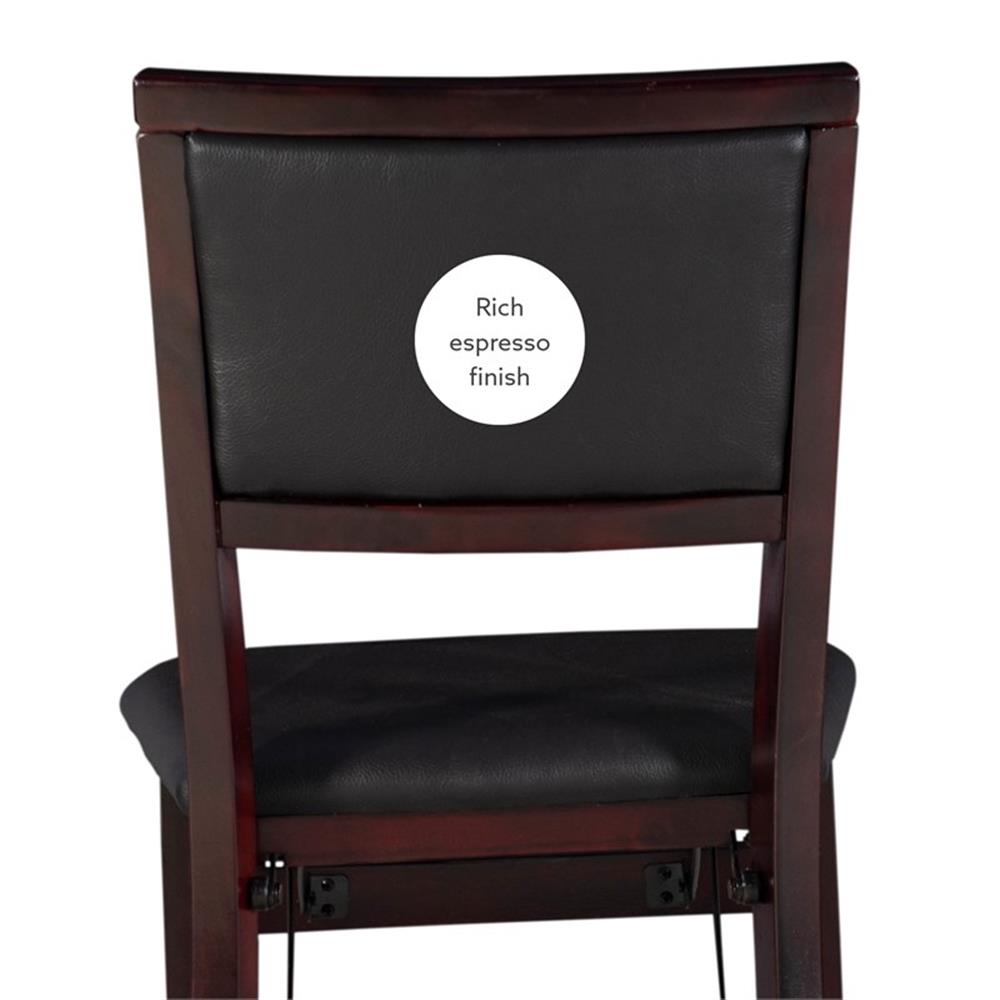 Linon Triena Set of 2 Folding Chairs Brown Faux Leather Back/Seat in Merlot Wood - Picture 11 of 17