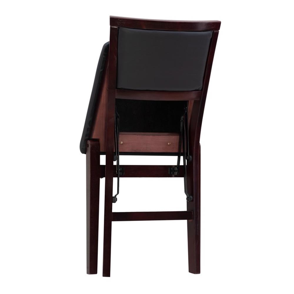 Linon Triena Set of 2 Folding Chairs Brown Faux Leather Back/Seat in Merlot Wood - Picture 14 of 17