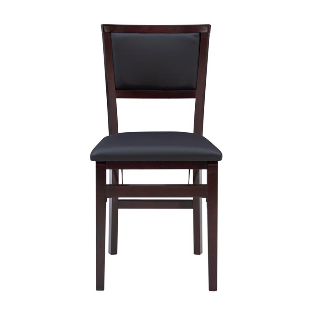 Linon Triena Set of 2 Folding Chairs Brown Faux Leather Back/Seat in Merlot Wood - Picture 6 of 17