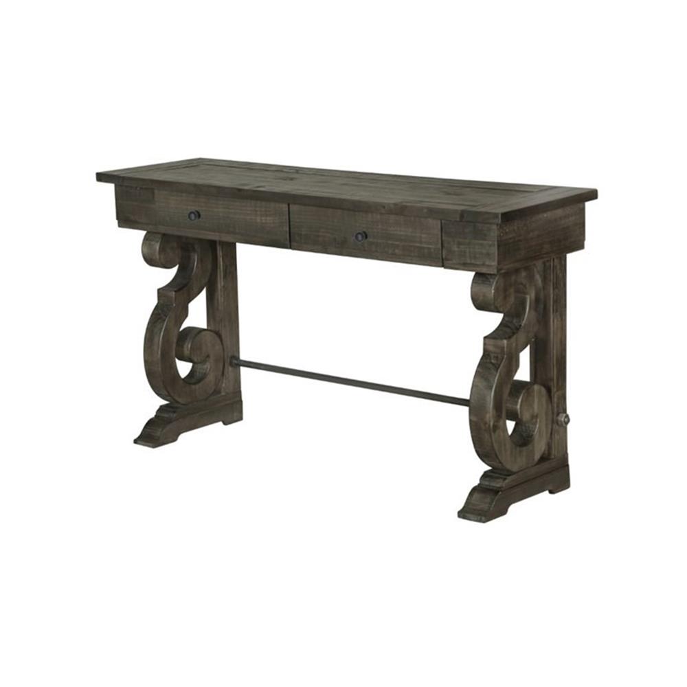 Table Magnussen Magnussen Bellamy Solid Wood and Metal Console Table in Peppercorn ...