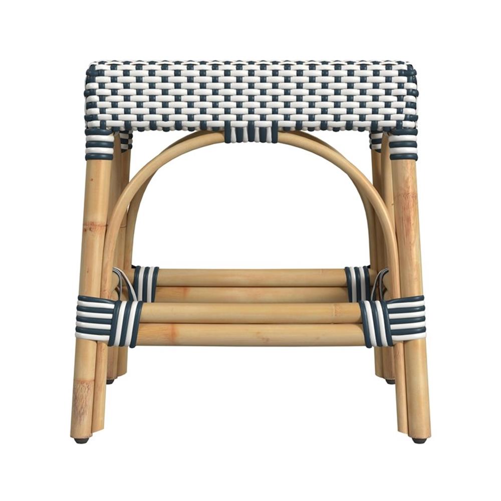Butler Specialty Company Robias Rattan 18" Dining Stool - White / Navy - Picture 4 of 6