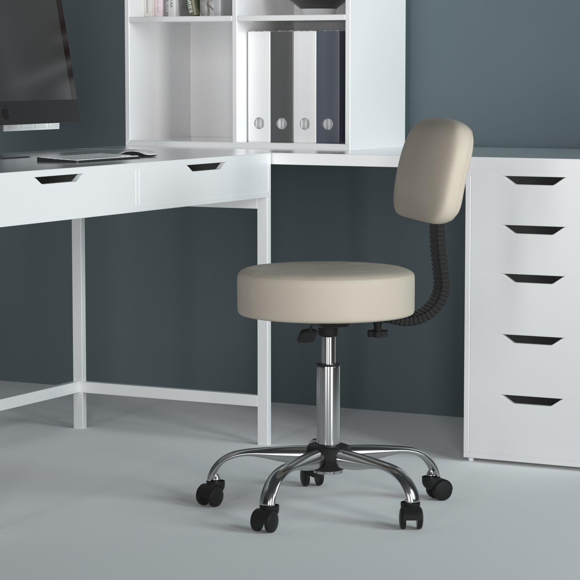 Boss Office Products Vinyl medizinischer Hocker mit mittlerer Rückenlehne Beige - Bild 2 von 3