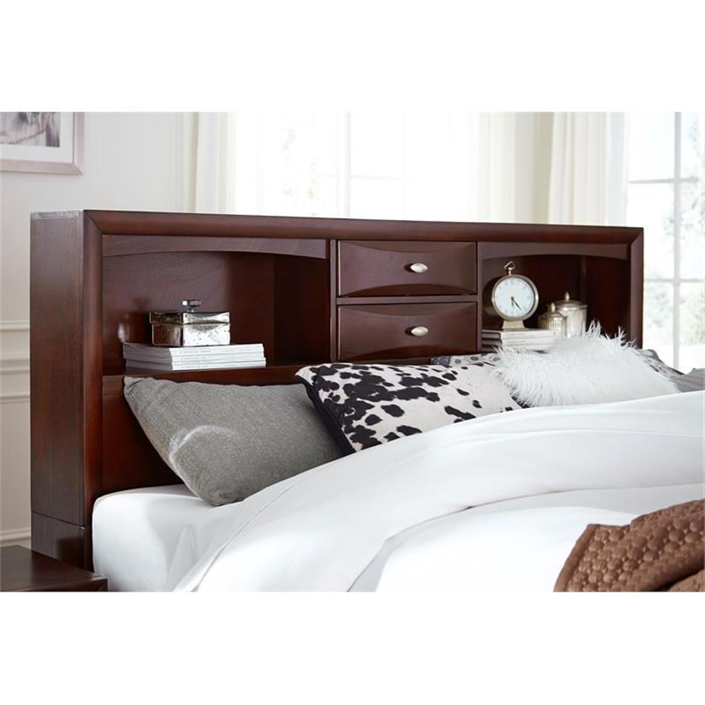 Global Furniture USA Linda New Merlot Wood King Bed with Storage and Bookcase