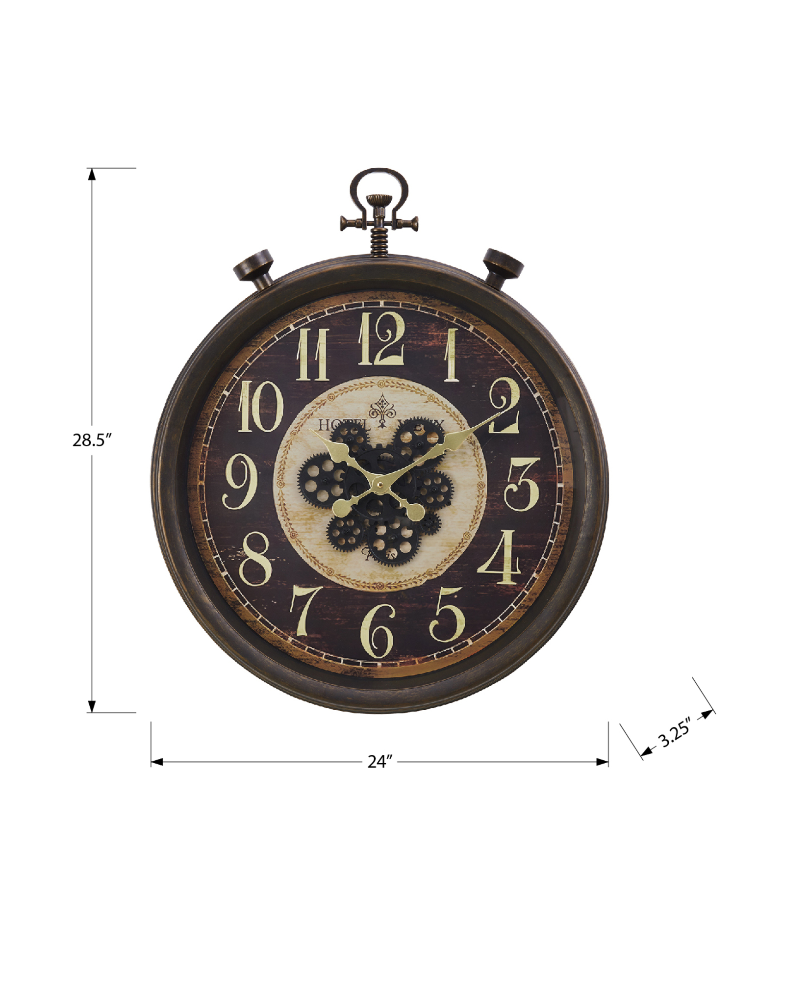 Relojes - 24" Redondos - Mecanismo de engranajes - Reloj de pared - Marrón - Tradicional - Imagen 3 de 3