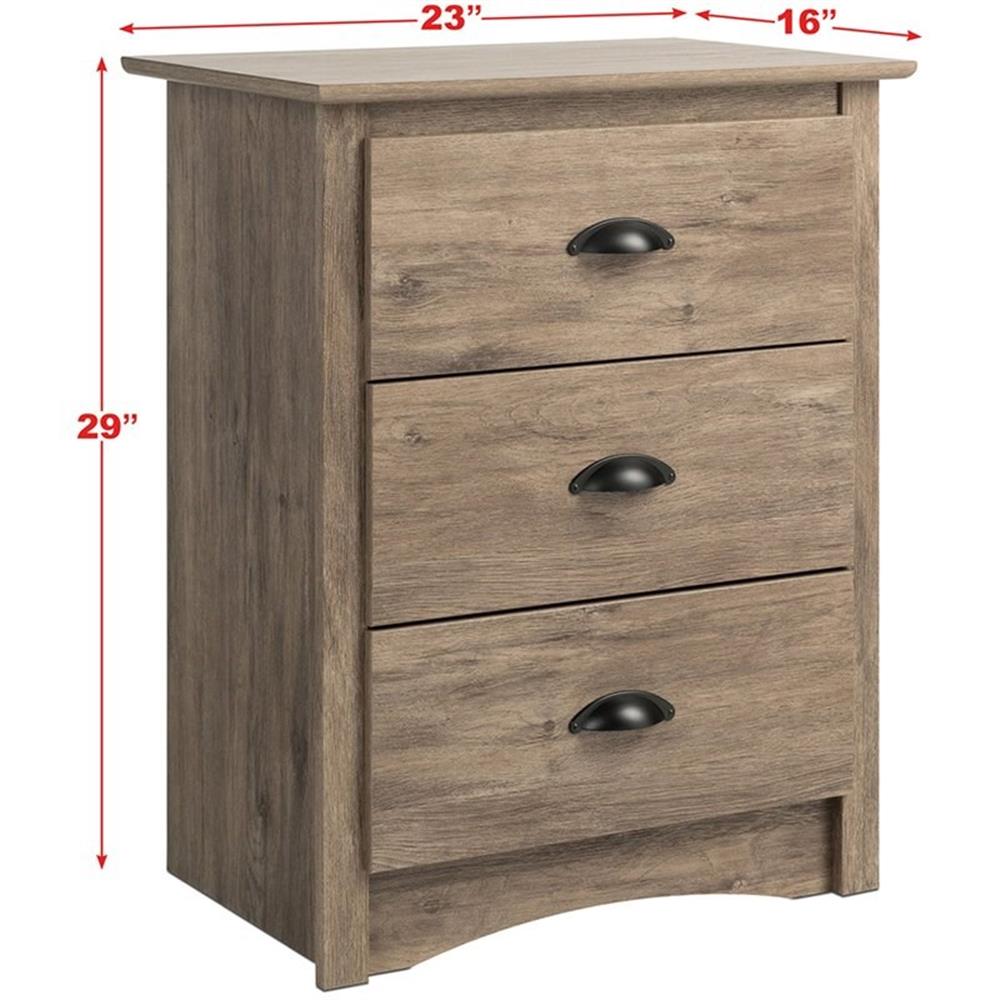 Prepac Sonoma 23 in. 3-Drawer Engineered Wood Nightstand in Drifted Gray - Picture 2 of 7