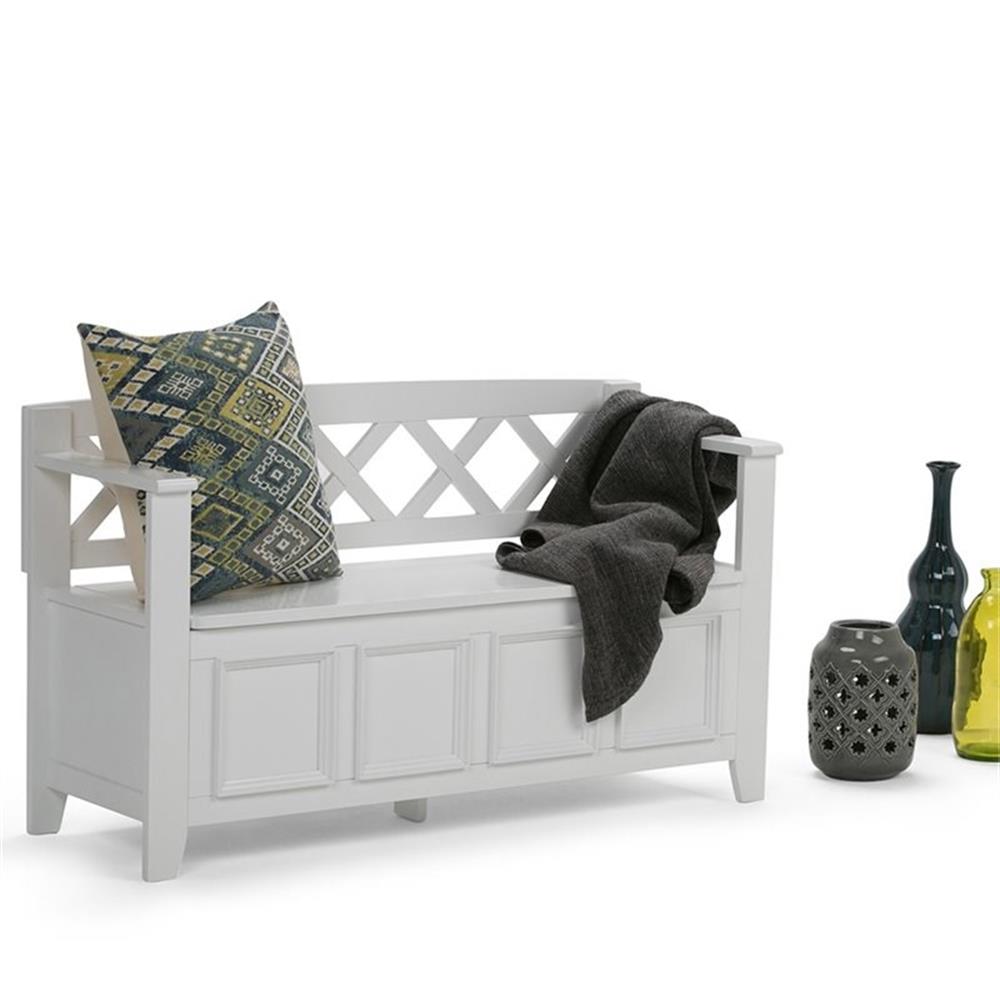 Amherst 48 inch Wide Solid Wood Transitional Entryway Bench in White - Picture 2 of 9