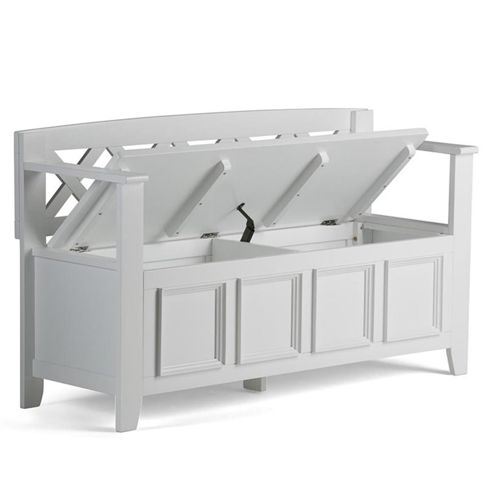 Amherst 48 inch Wide Solid Wood Transitional Entryway Bench in White - Picture 3 of 9