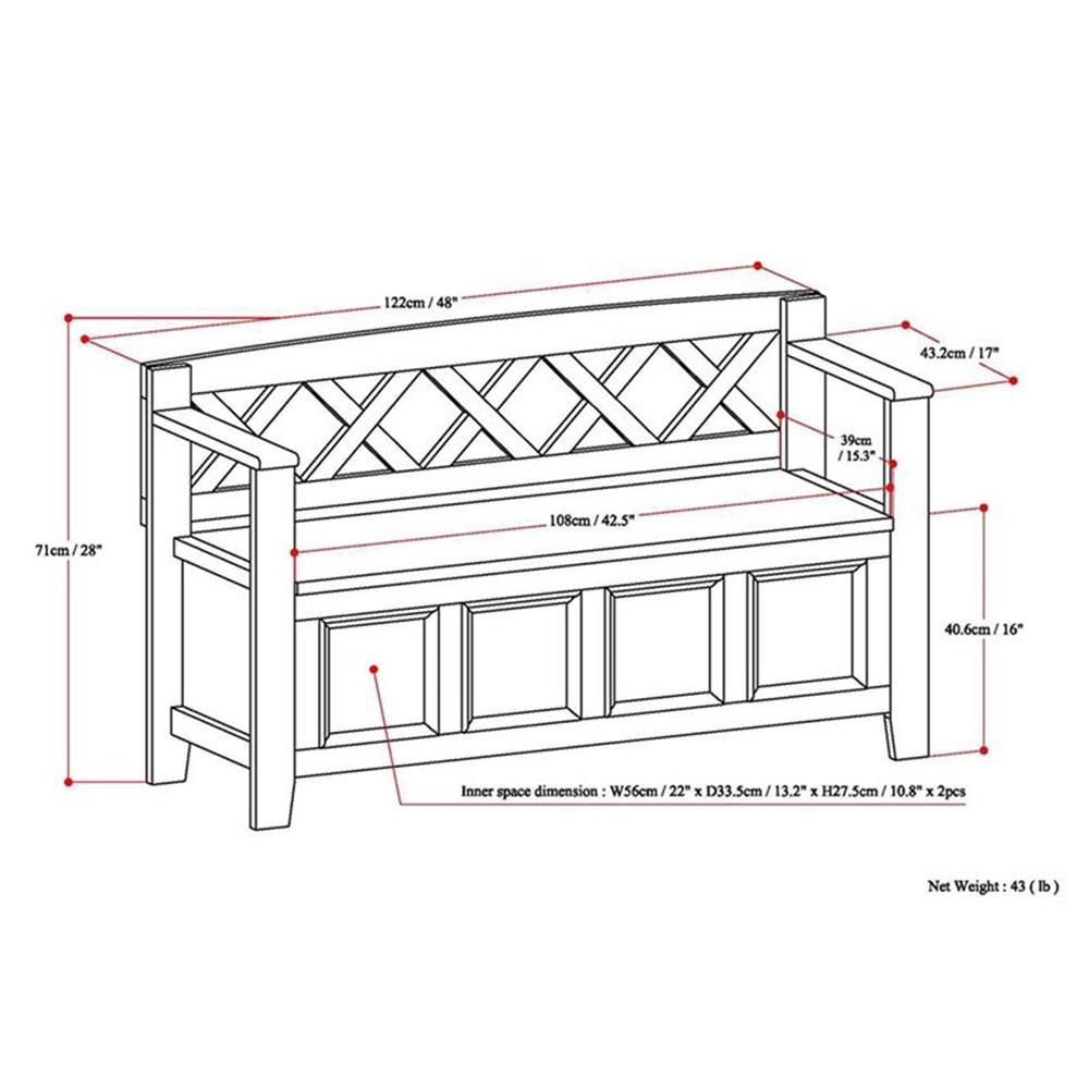 Amherst 48 inch Wide Solid Wood Transitional Entryway Bench in White - Picture 8 of 9