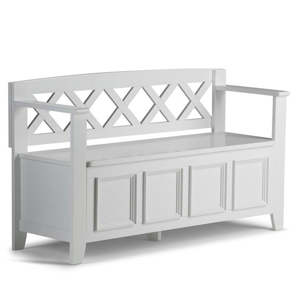 Amherst 48 inch Wide Solid Wood Transitional Entryway Bench in White - Picture 1 of 9