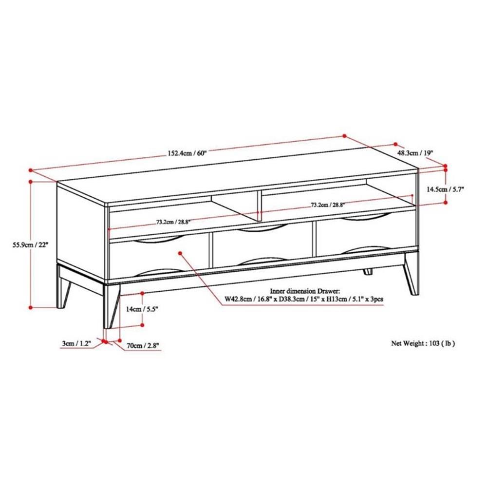 Simpli Home Harper Hardood 60"TV Media Stand in Teak Brown For TVs upto 65" - Picture 7 of 7