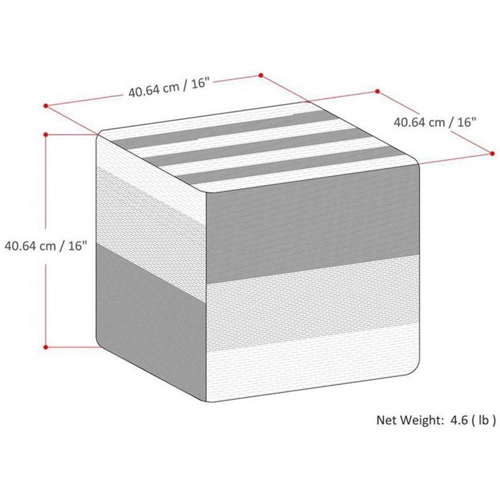 Simpli Home Naya Boho Cube Pouf in Blue Melange Cotton - Picture 5 of 6