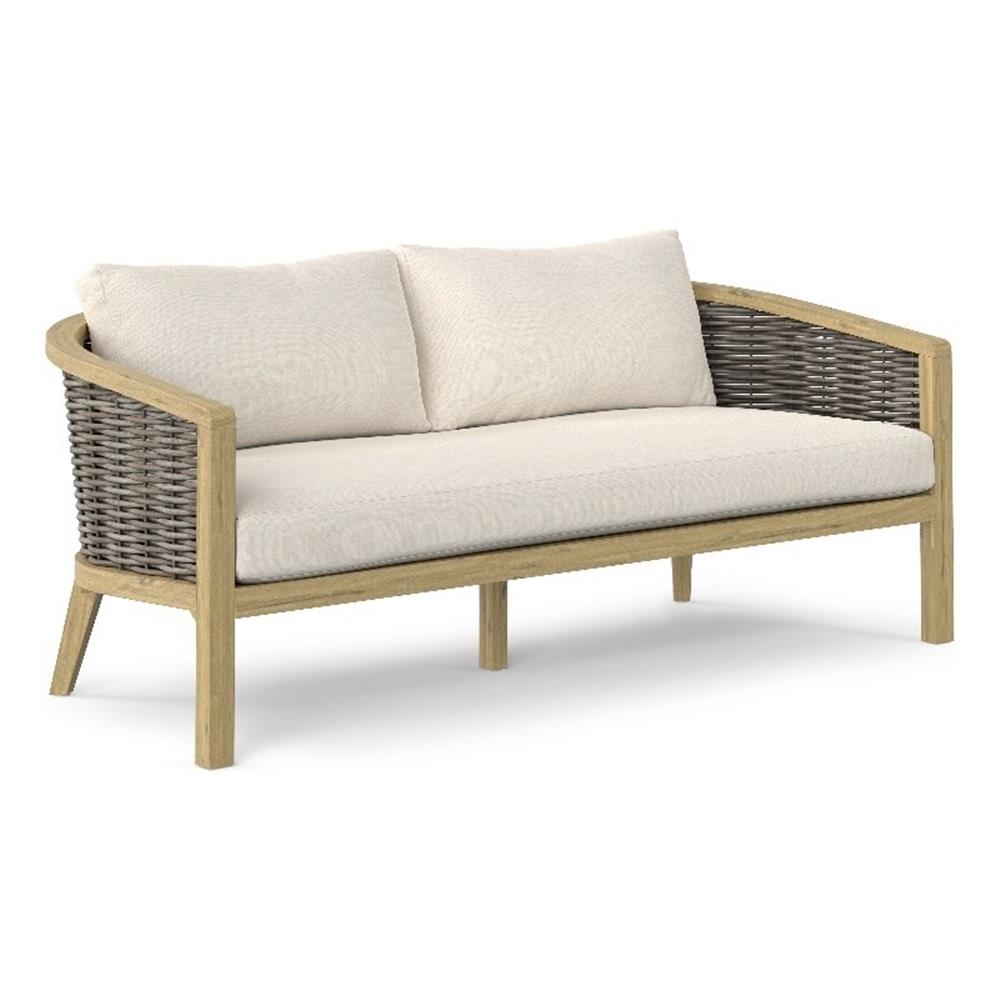 Parkside 70 inch Wide Contemporary Outdoor Sofa in Natural Polyester Fabric