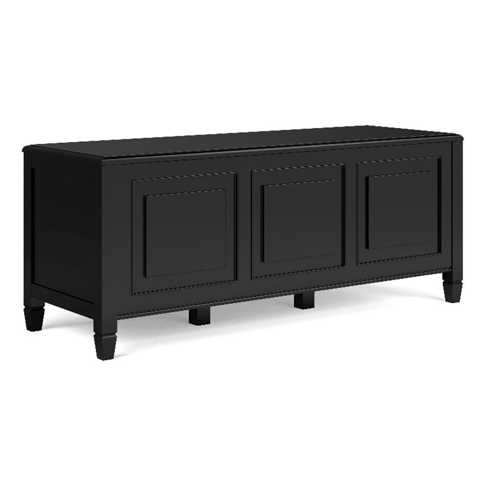 Connaught 51 inch Wide Solid Wood Traditional Storage Bench Trunk in Black