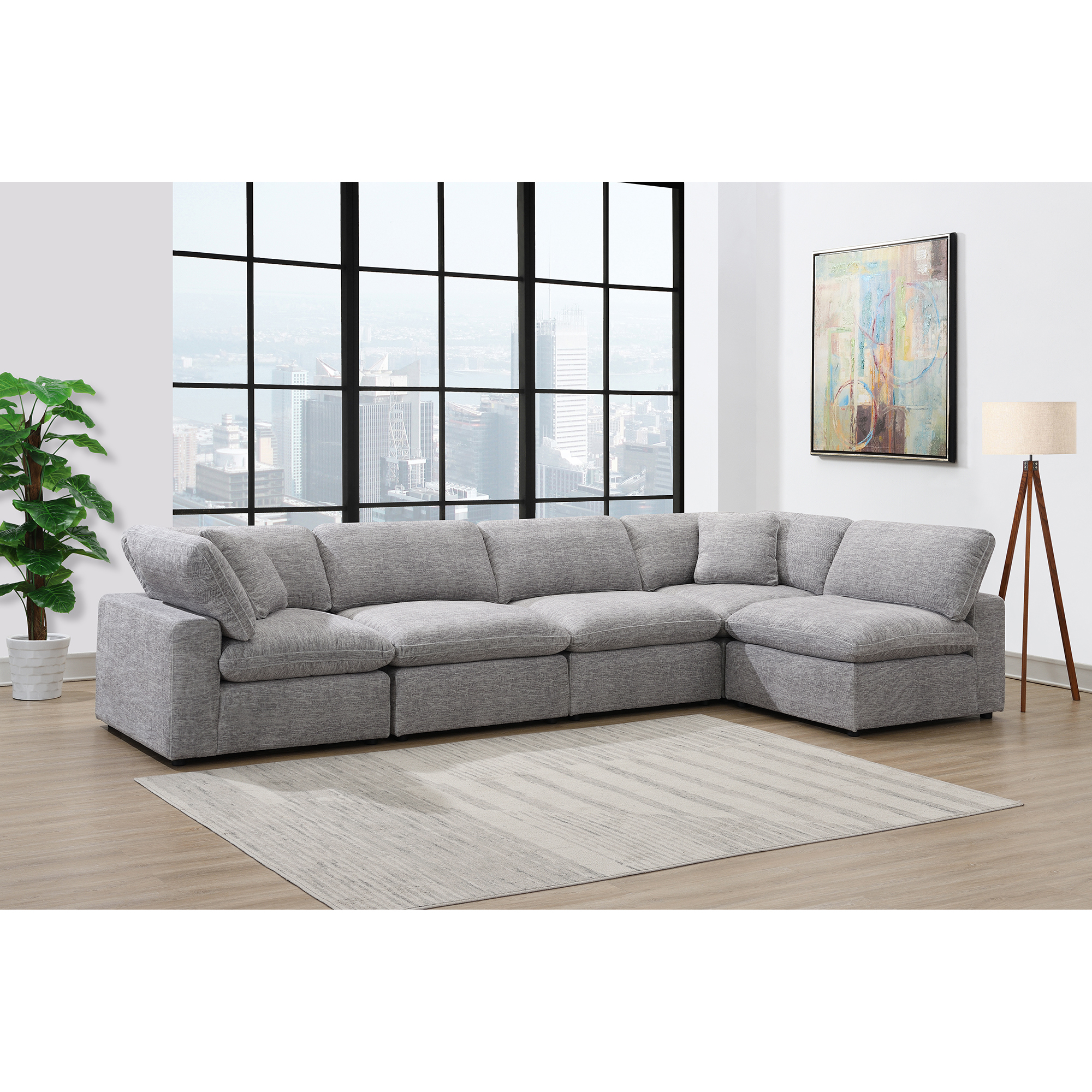 Picket House Furnishings Haven Modular 5PC Living Room Set in Zaftag Dove - Picture 3 of 6