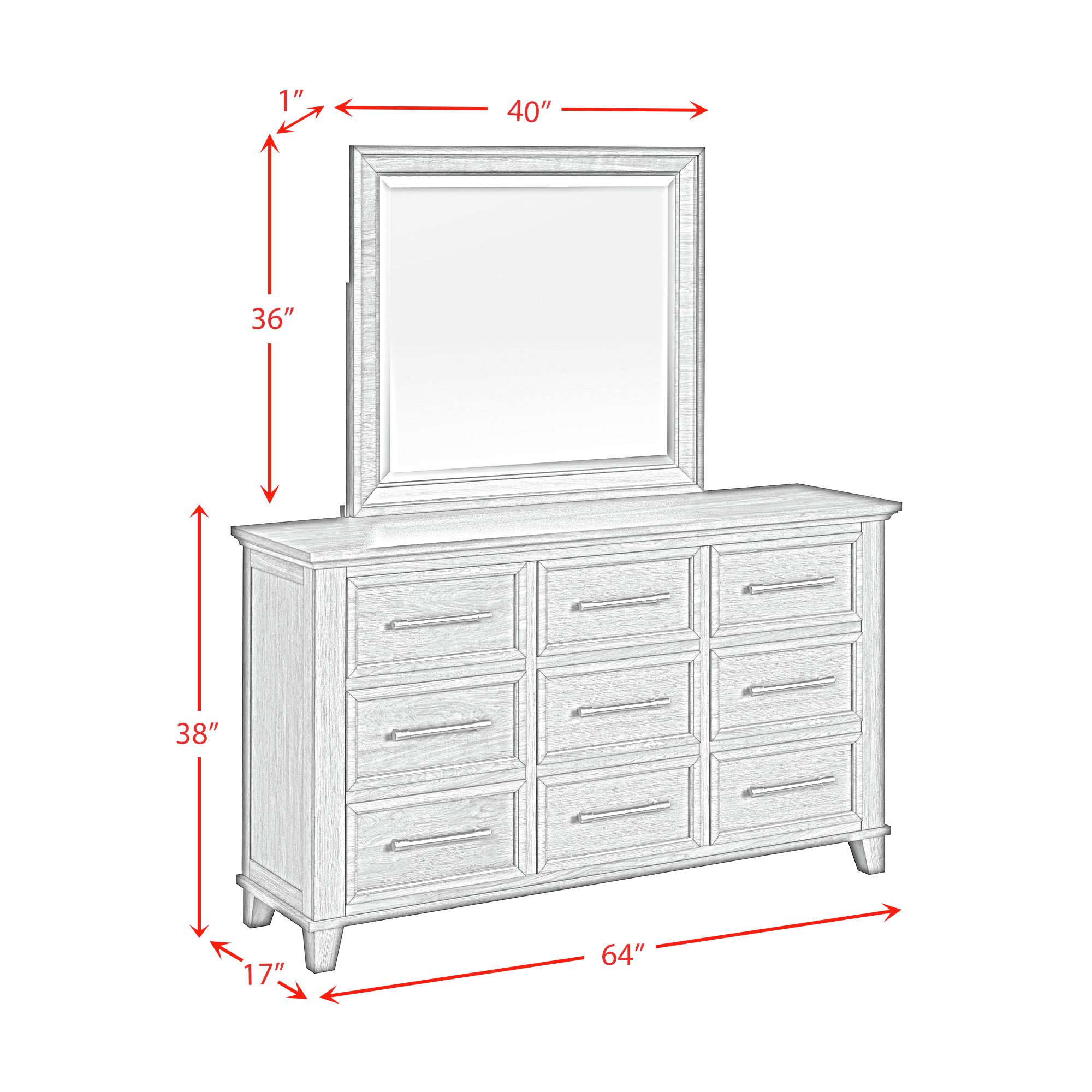 Picket House Furnishings Henrik Dresser and Mirror Set in Grey - Picture 7 of 7