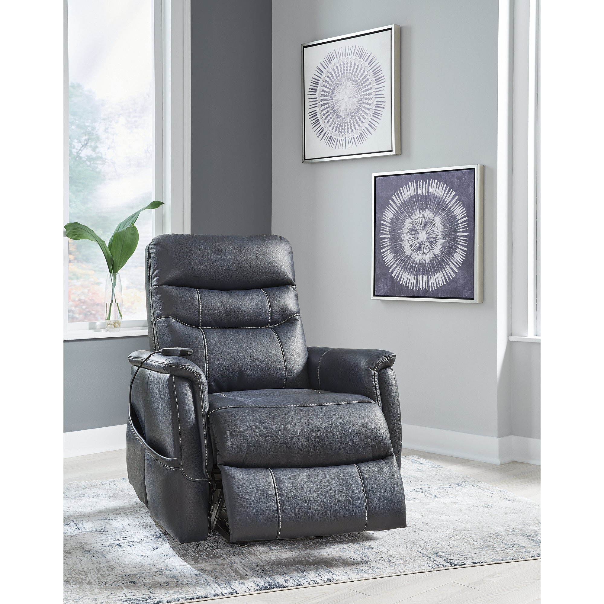 Signature Design by Ashley Strawbill Blue Power Lift Recliner - Picture 5 of 5