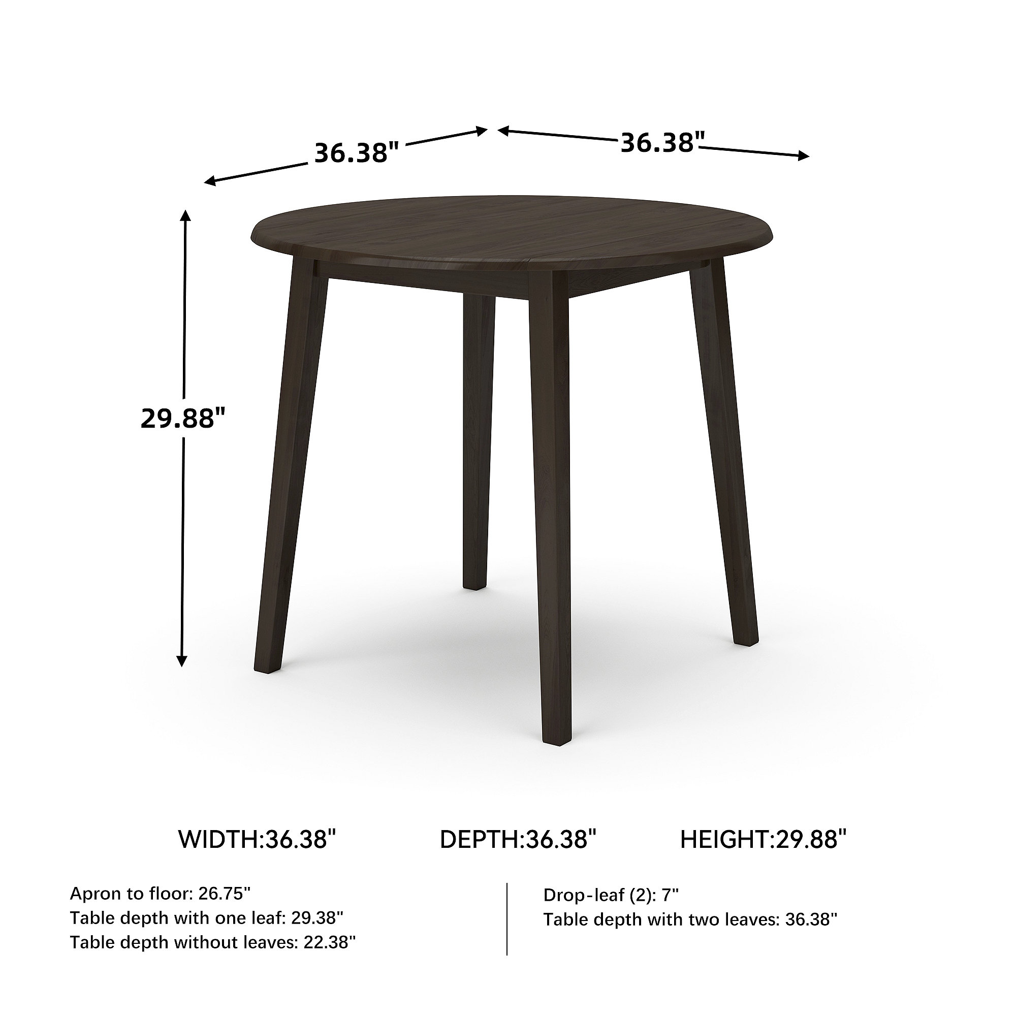 Signature Design by Ashley Hammis Round Drop Leaf Dining Table in Dark Brown - Bild 7 von 7