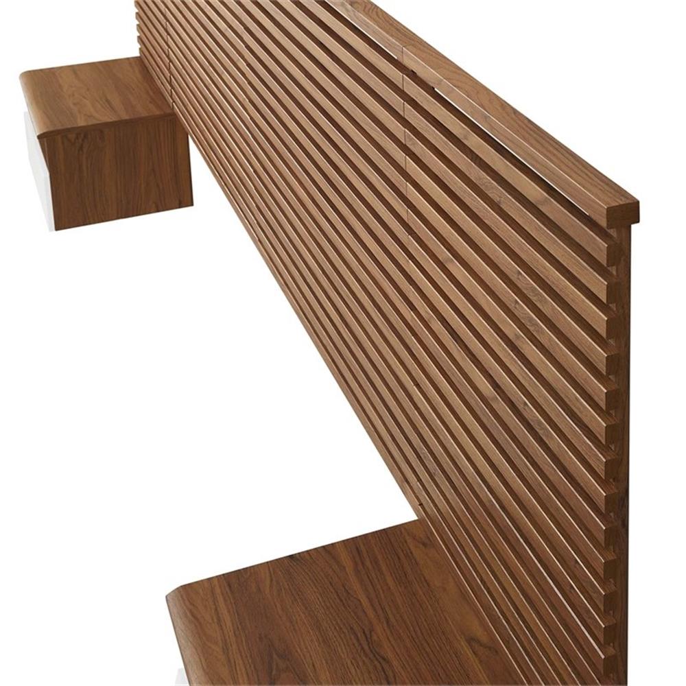 Modway Render Modern Wood King Headboard and Nightstands in Walnut