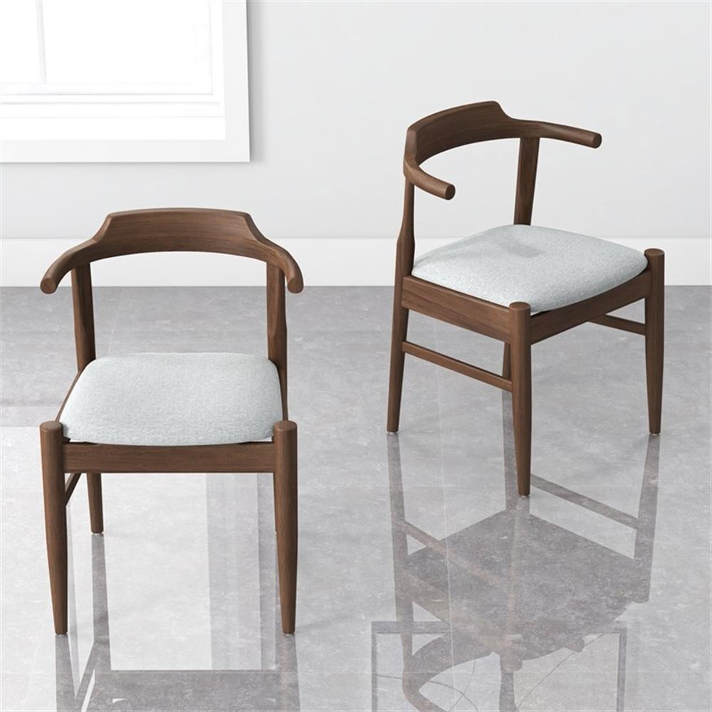 Pemberly Row Modern Polyester Blend Fabric Dining Chair in Gray (Set of 2)