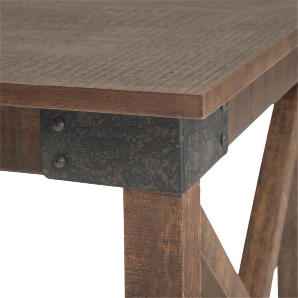 Pemberly Row Farmhouse Solid Wood End Table in Distressed Dark Brown ...