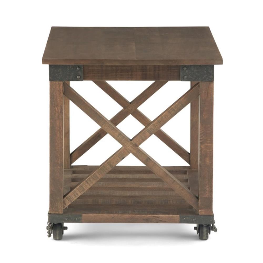 Pemberly Row Farmhouse Solid Wood End Table in Distressed Dark Brown ...