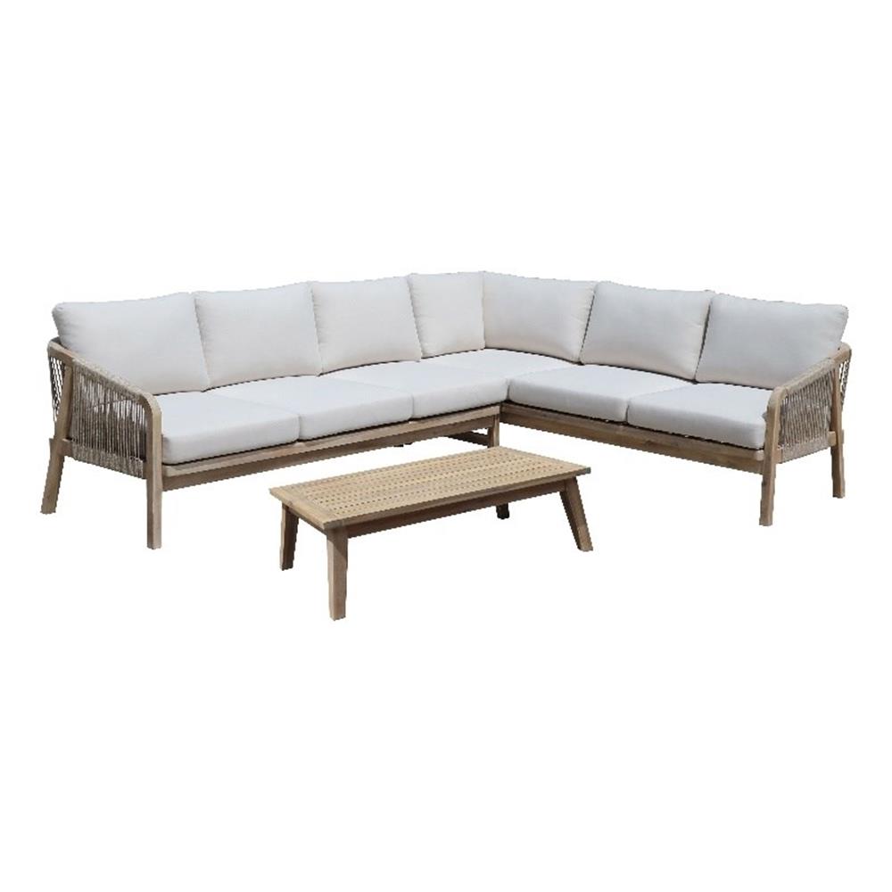 Pemberly Row 3-Piece Modern Acacia Wood Sectional in Beige Finish