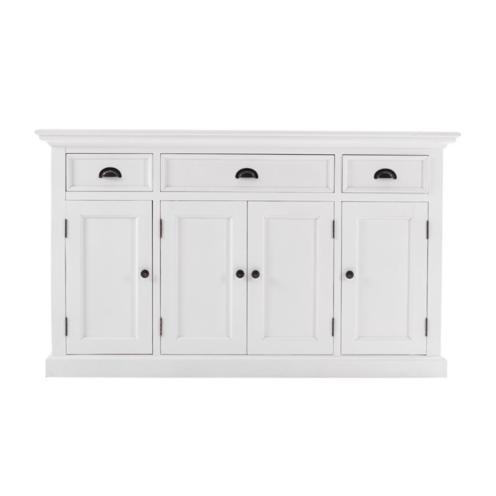 NovaSolo Halifax Mahogany Wood Buffet with 4 Doors 3 Drawers in White