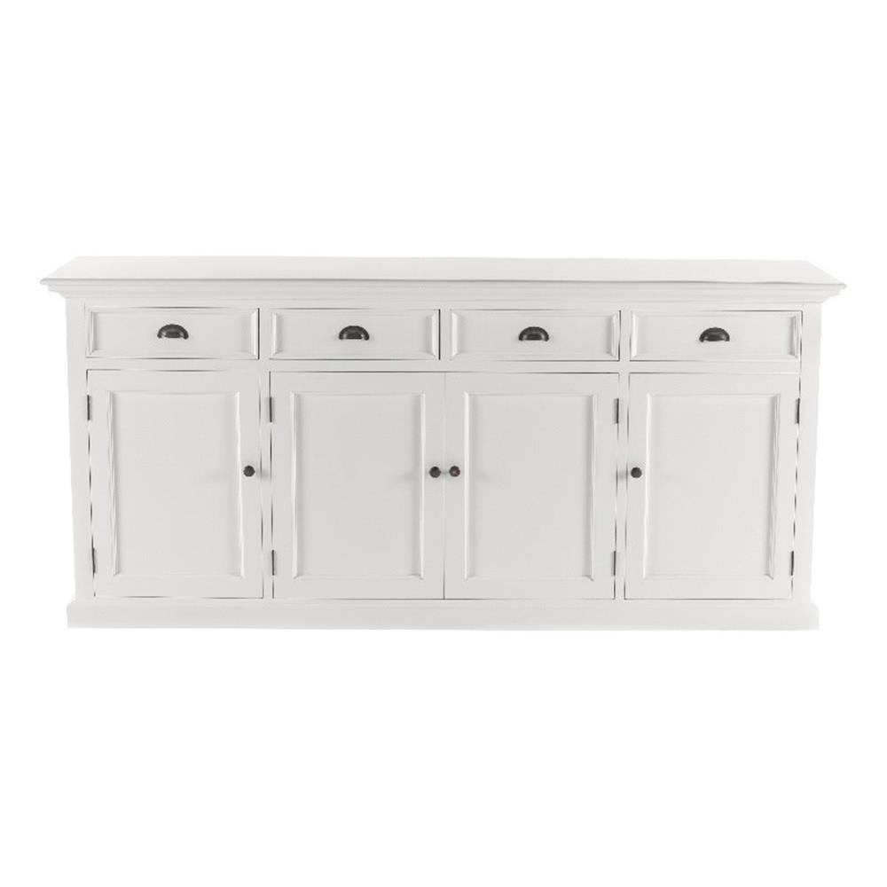 NovaSolo Halifax Mahogany Wood Buffet with 4 Doors 4 Drawers in White