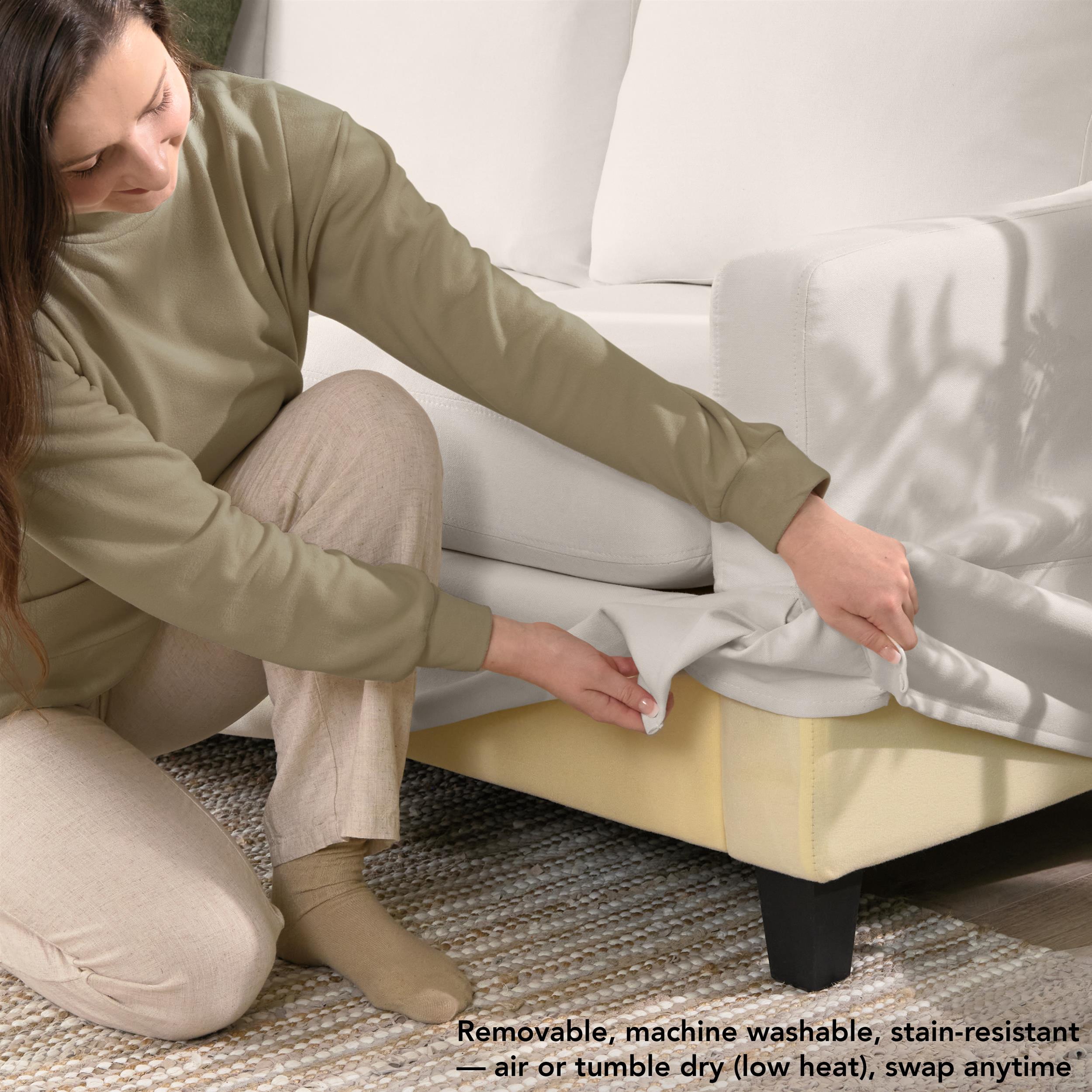 Harper 57W Loveseat with Slipcover - Ivory Basketweave Fabric