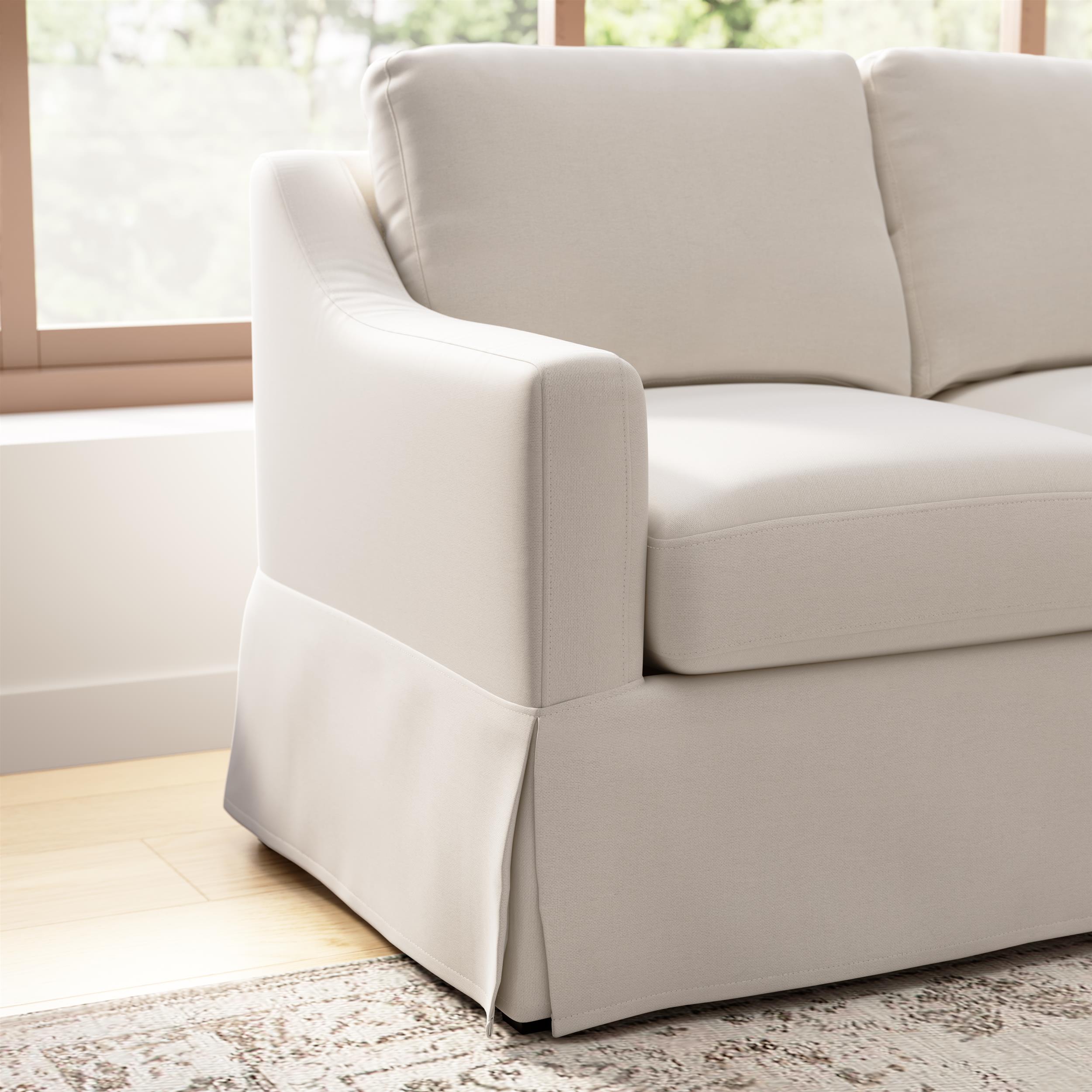 Harper 57W Loveseat with Slipcover - Ivory Basketweave Fabric