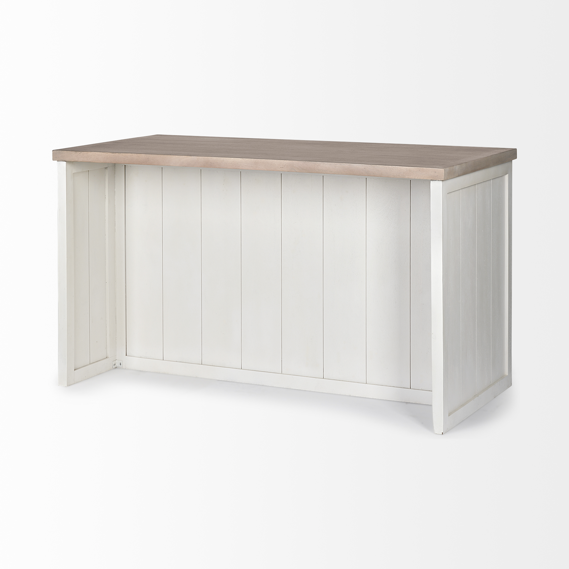 Mercana Fairview II Solid Wood Kitchen Island in White and Brown
