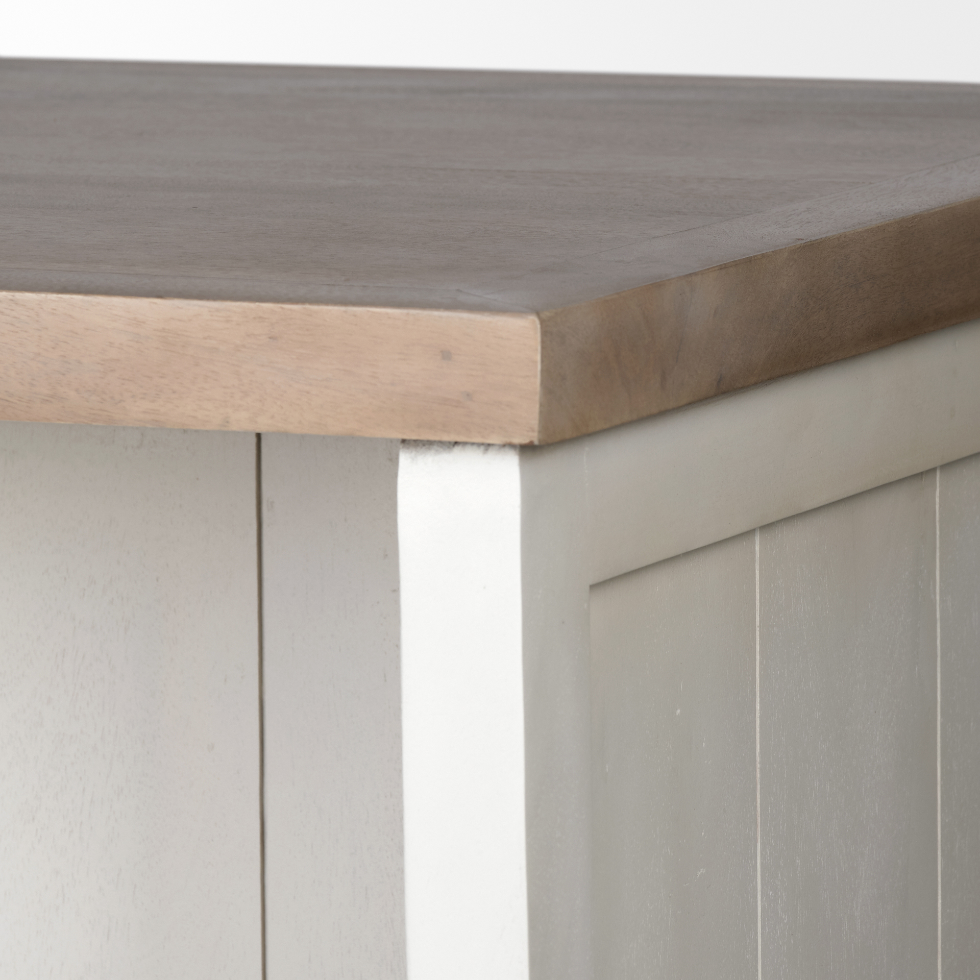 Mercana Fairview II Solid Wood Kitchen Island in White and Brown