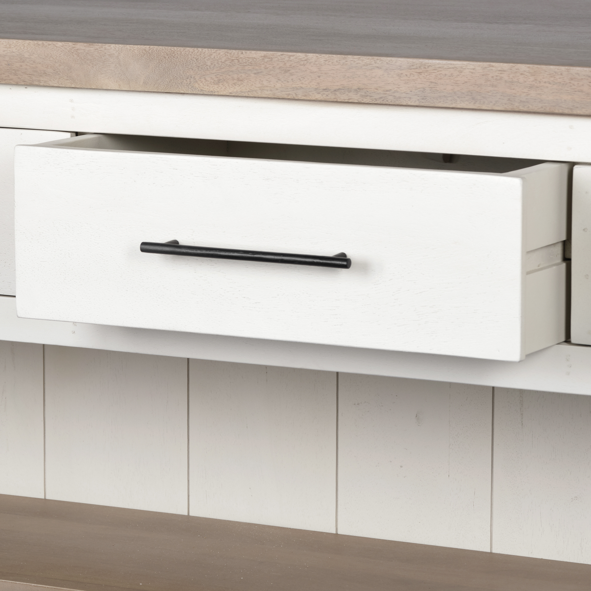 Mercana Fairview II Solid Wood Kitchen Island in White and Brown