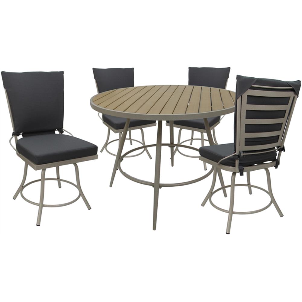 Outdoor or Indoor Patio Dining Set – Jamey Armless – Dark Gray Fabric – Beige