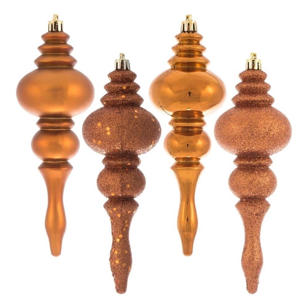 Vickerman 7" Plastic 4-Finish Finial Ornaments in Copper (Set of 8) - Picture 2 of 8
