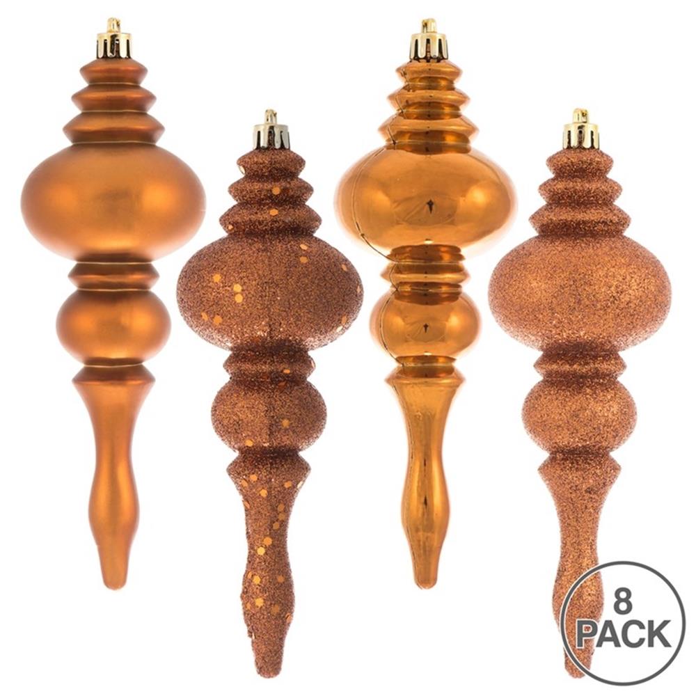 Vickerman 7" Plastic 4-Finish Finial Ornaments in Copper (Set of 8) - Picture 5 of 8