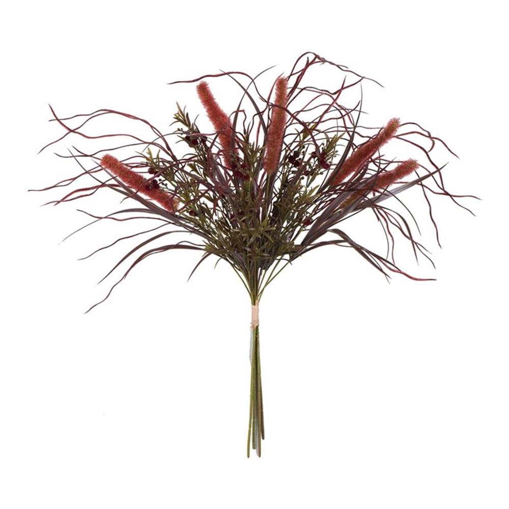 Vickerman 27″ Plastic Artificial Euphorbia Onion Grass Bush in Burgundy Red
