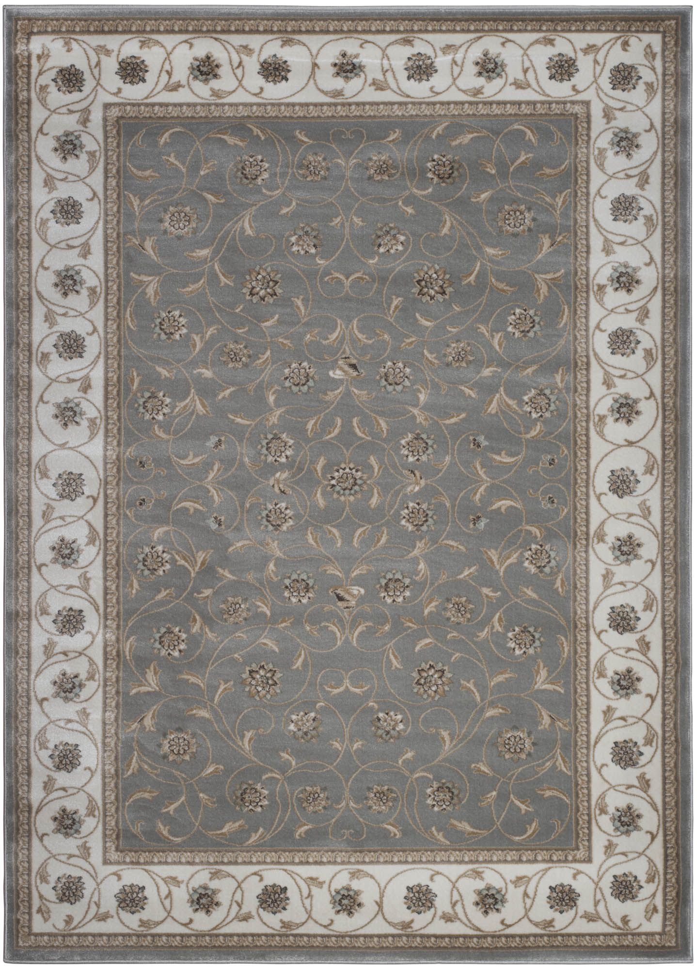 Radici USA Pisa Traditional Vine Floral Gray Rectangular Polypropylene Area R…
