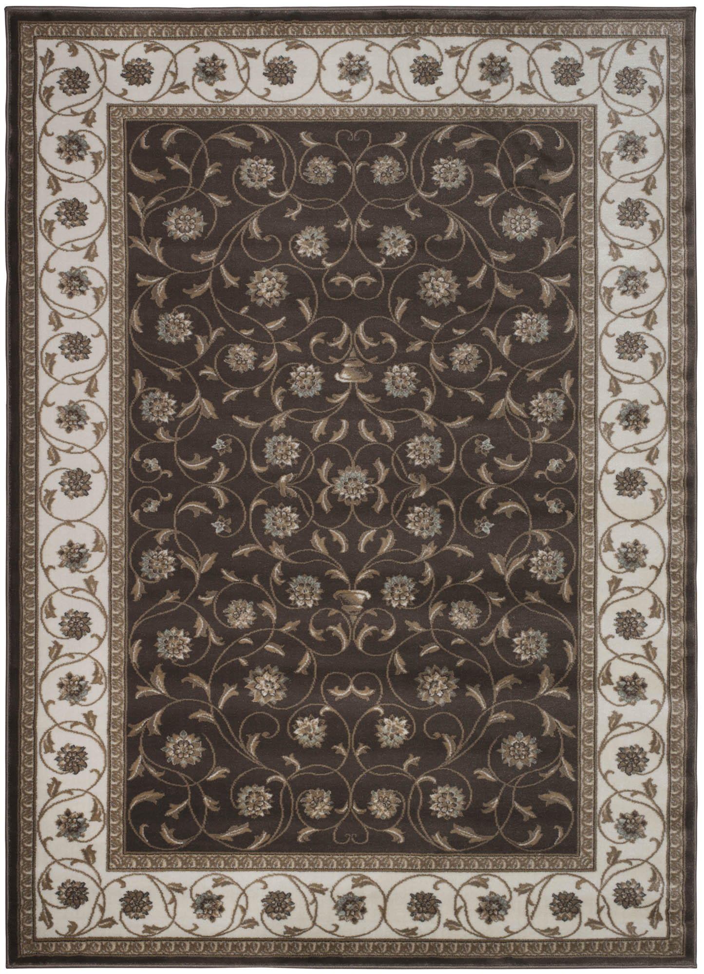 Radici USA Pisa Traditional Vine Floral Brown Rectangular Polypropylene Area …