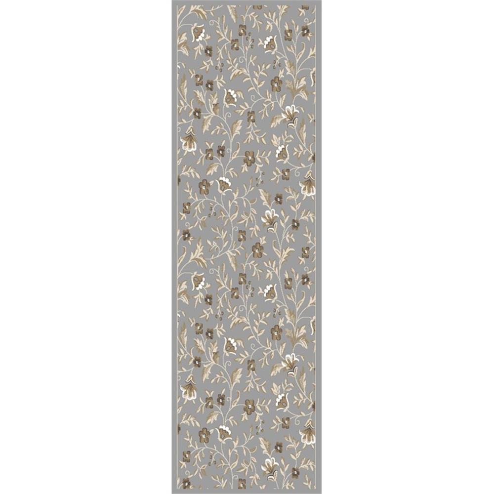 Radici USA Pisa Botanical Floral Gray Runner Polypropylene Rug 2’2″ x 7’7″
