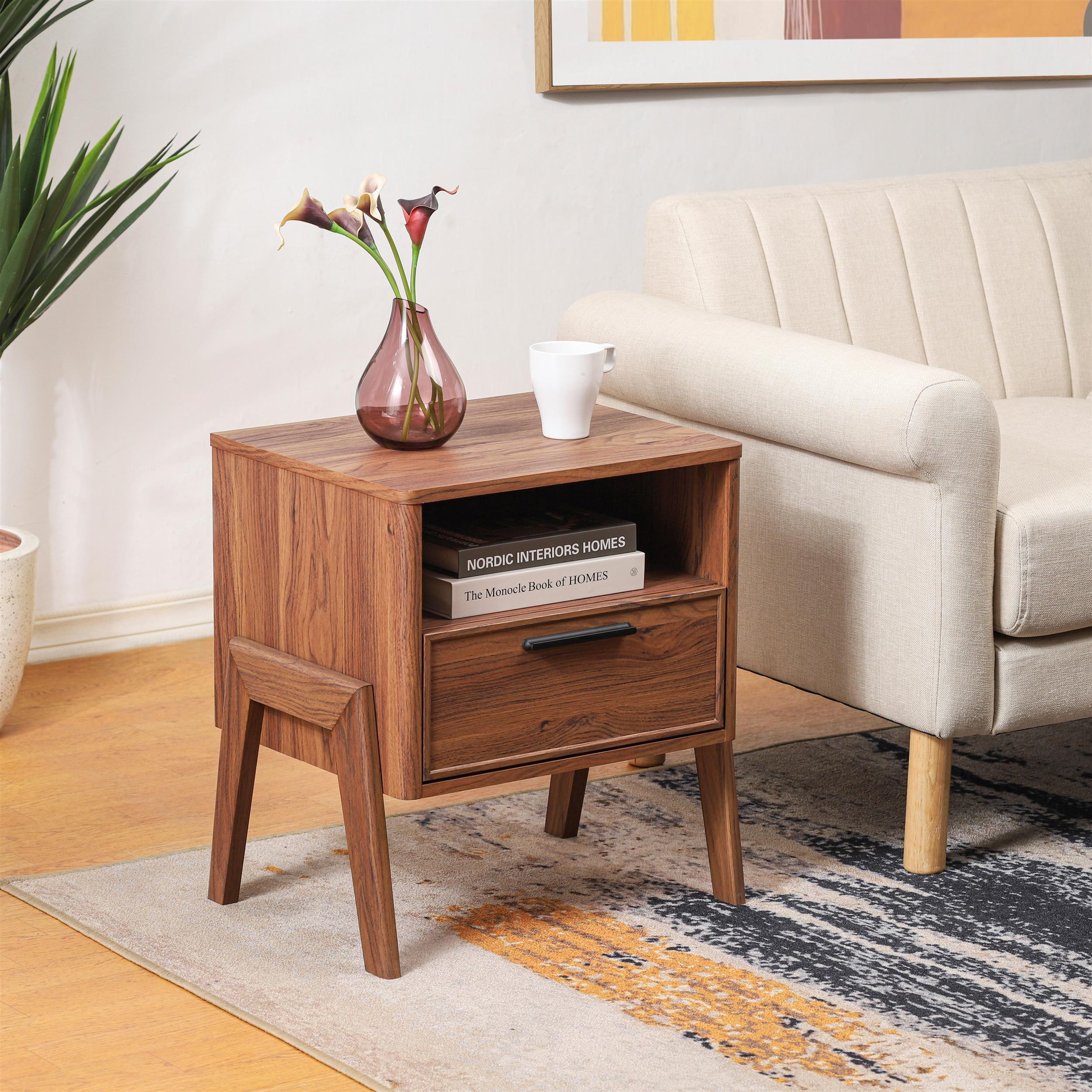 New Pacific Direct Heaton Side Table 1 Drawer in Walnut