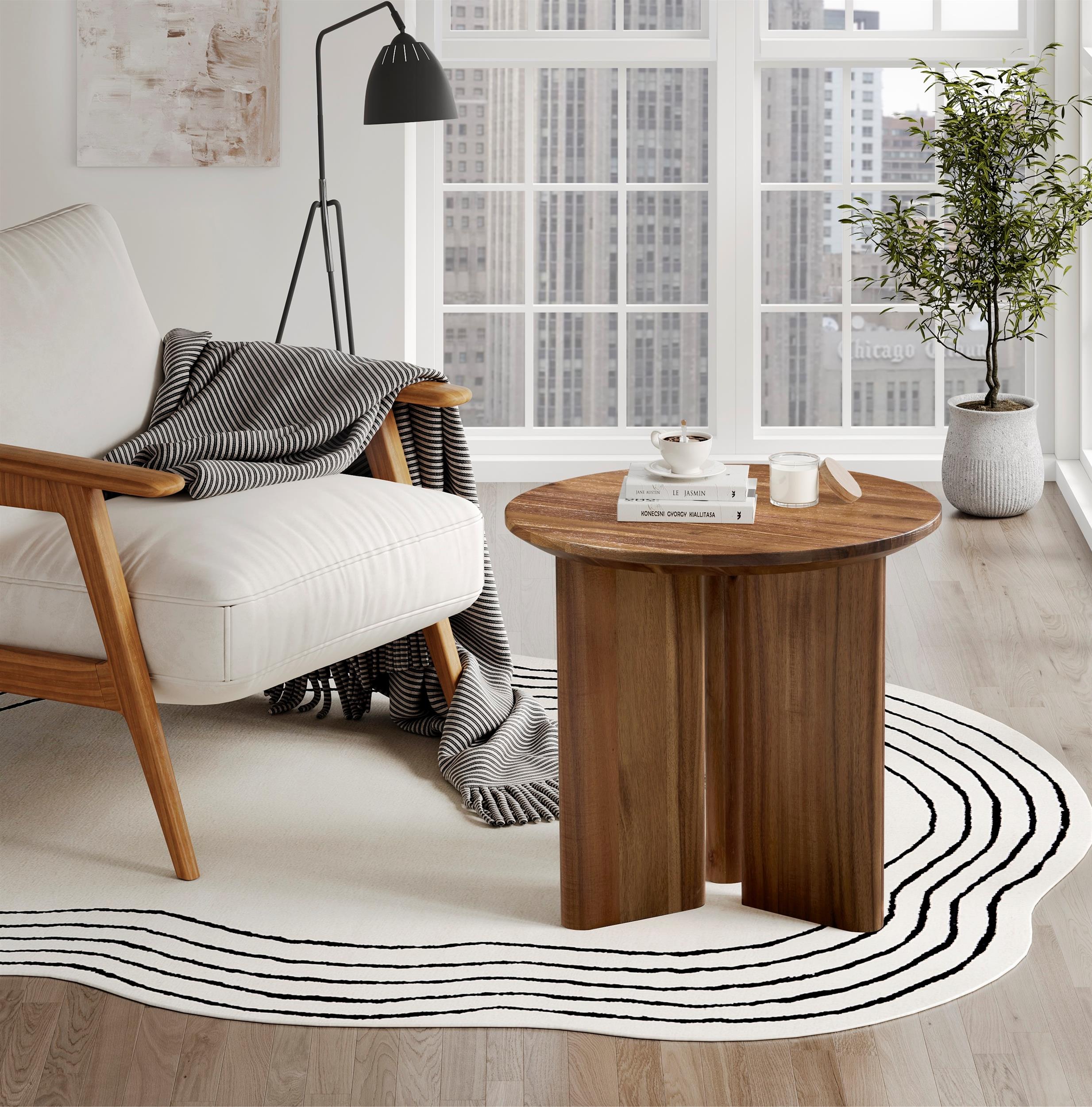New Pacific Direct Petrilio KD Side/End Table in Hazelnut Brown
