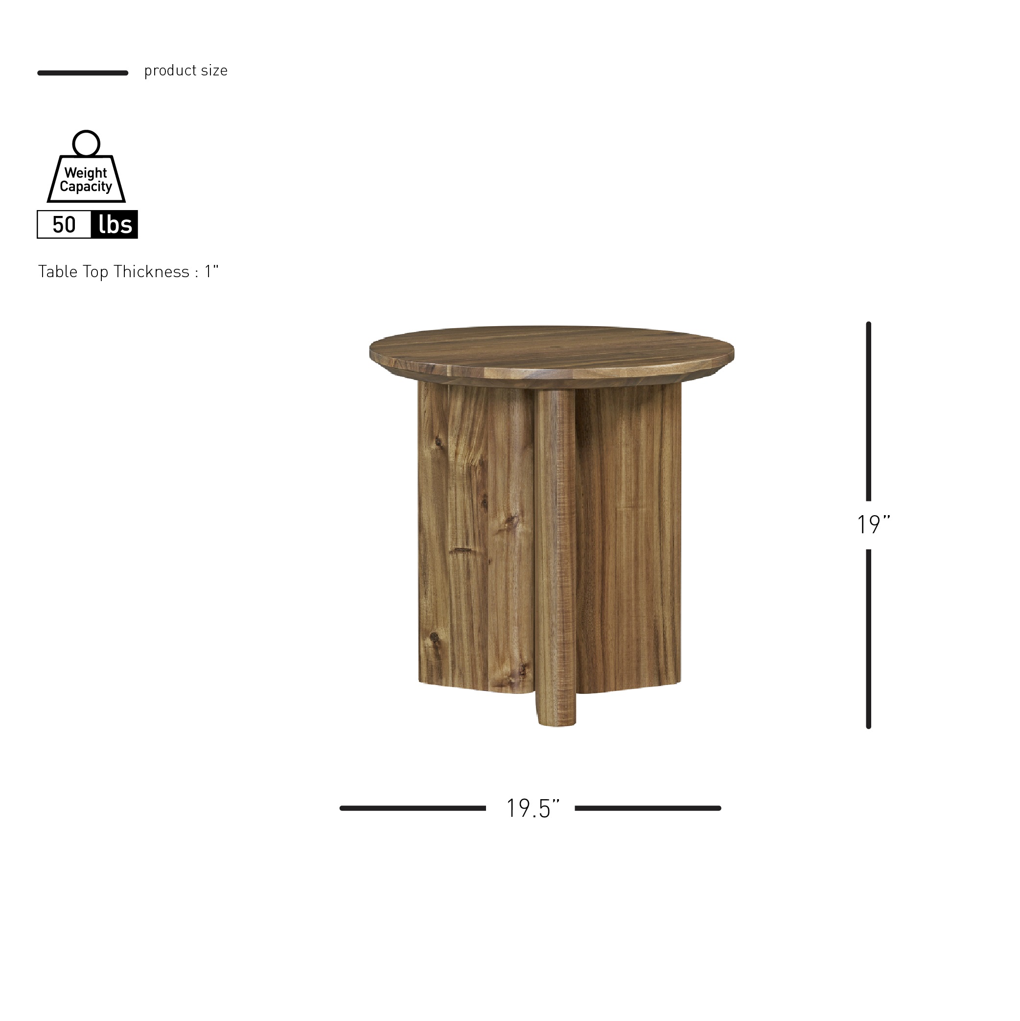 New Pacific Direct Petrilio KD Side/End Table in Hazelnut Brown