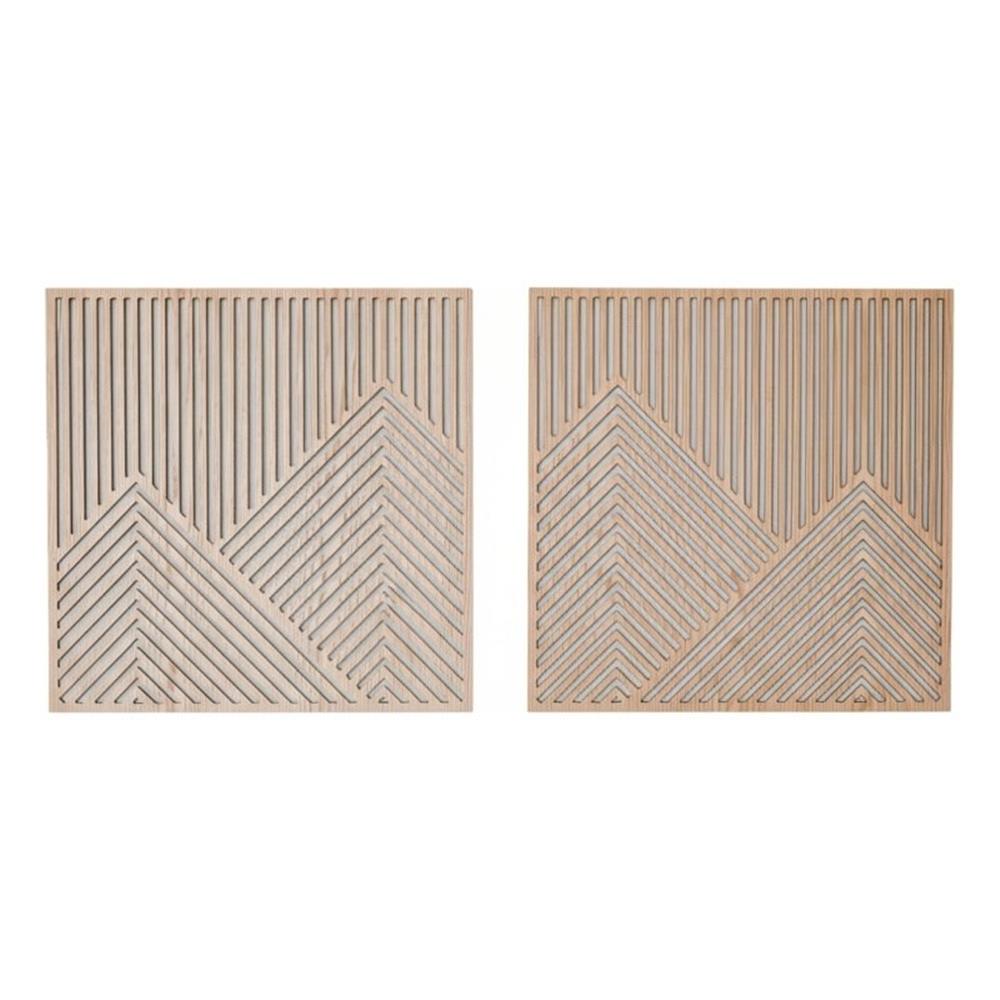 House of Avana 2 pieces Mountain Wood Brown Wall Art Decor
