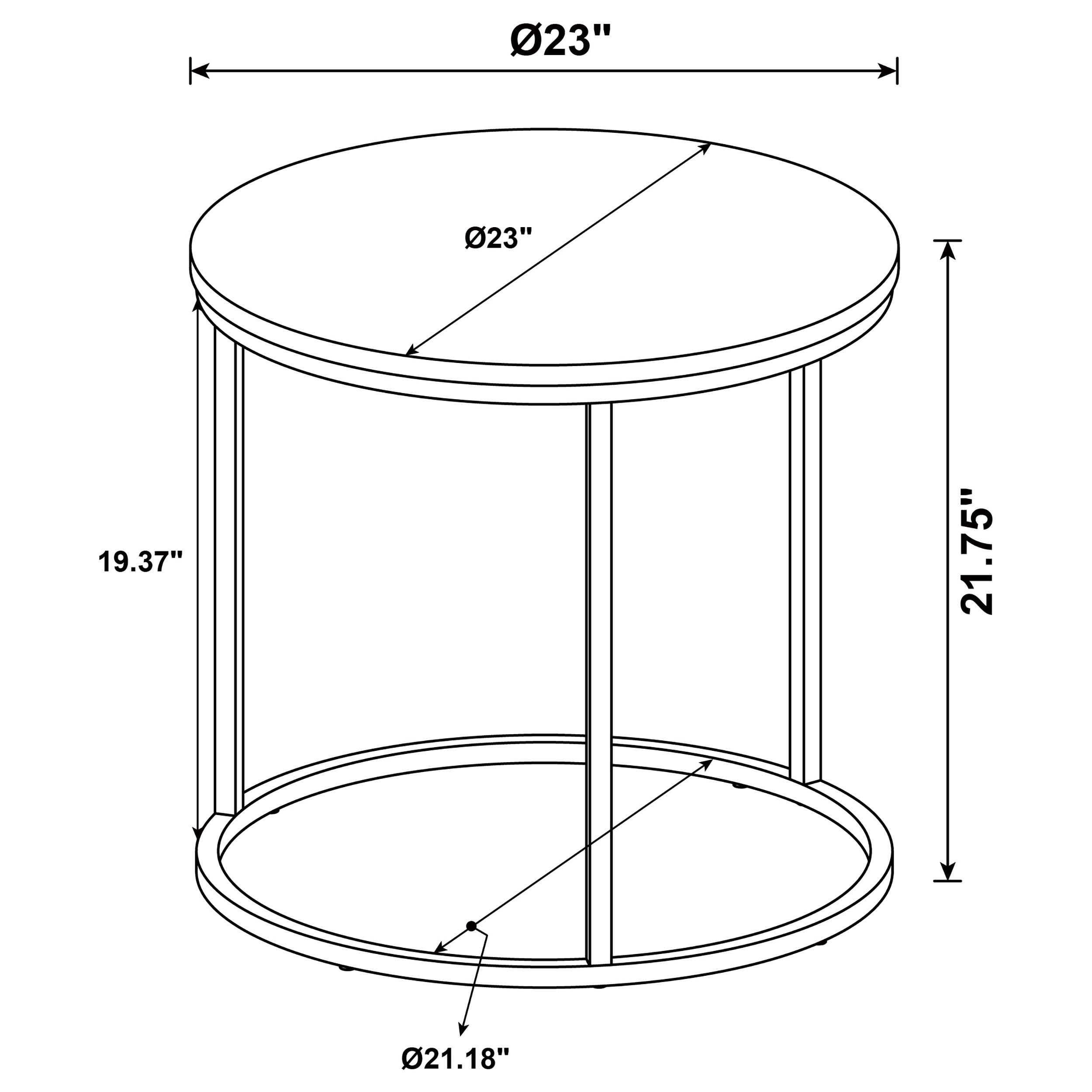 Coaster Lainey Round Engineered Wood Side End Table in Distressed Pine