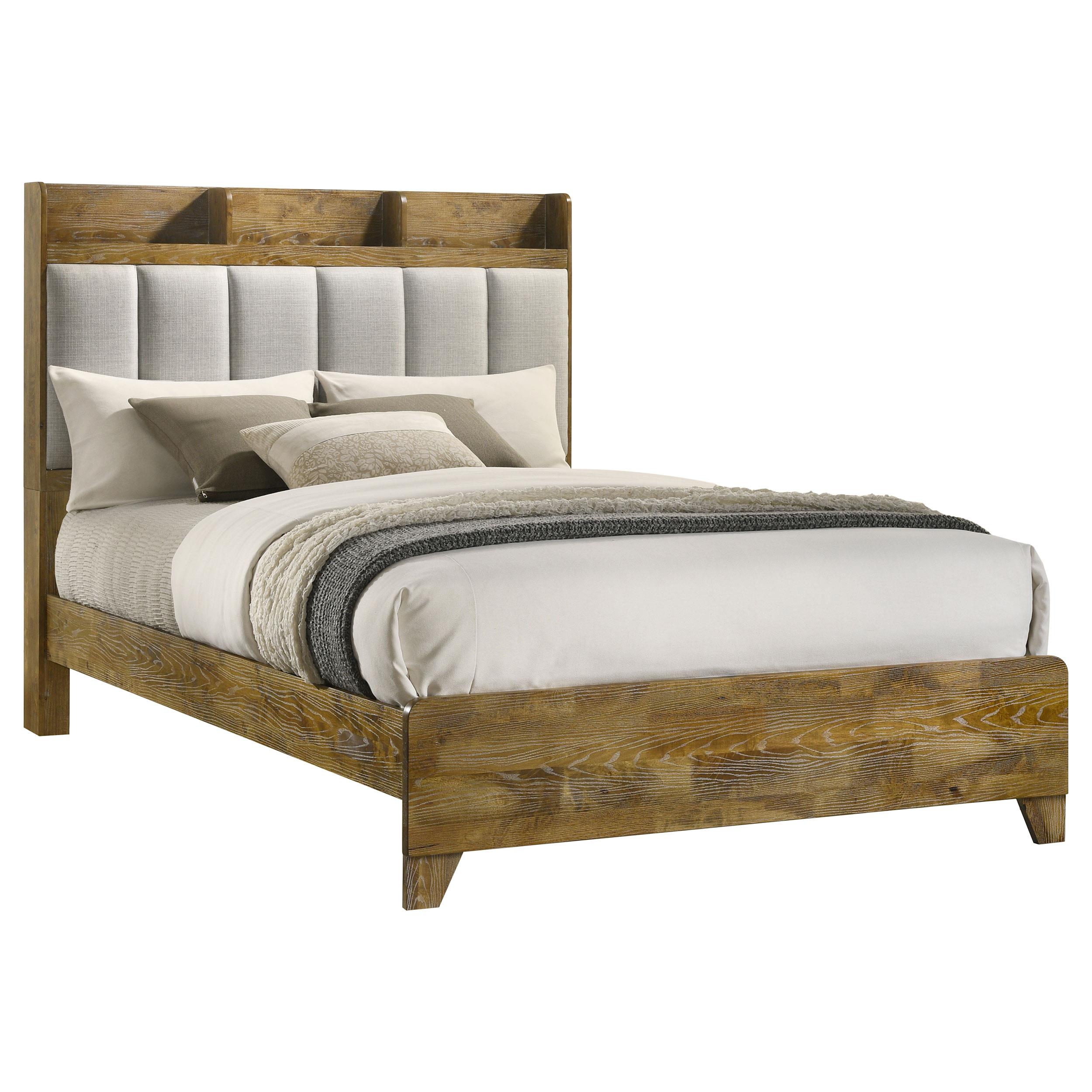 Coaster Henderson 57" Rustic Wood Eastern King Bookcase Bed in Medium Oak/Gray product image view 3