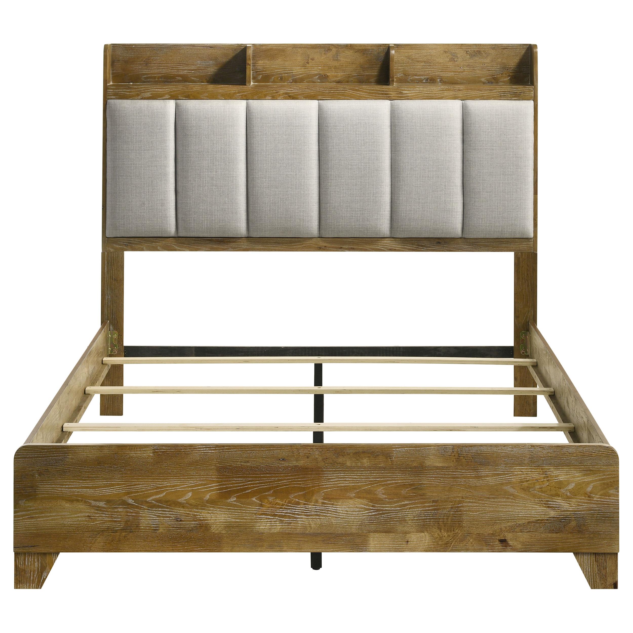 Coaster Henderson 57" Rustic Wood Eastern King Bookcase Bed in Medium Oak/Gray product image view 4