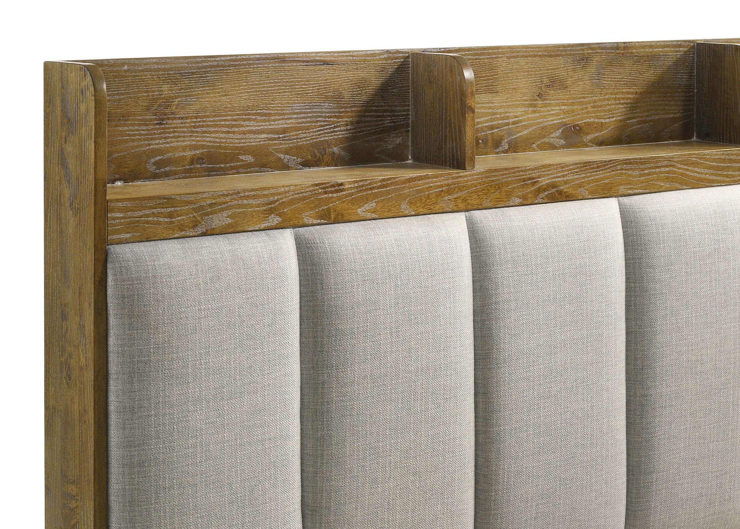 Coaster Henderson 57" Rustic Wood Eastern King Bookcase Bed in Medium Oak/Gray product image view 7