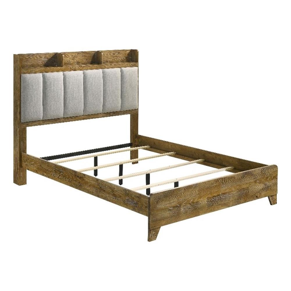 Coaster Henderson 57" Rustic Wood Eastern King Bookcase Bed in Medium Oak/Gray main product image