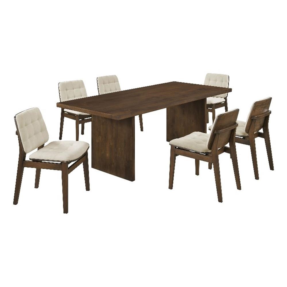 Coaster Decker 7-Piece 82″ Rectangular Wood Dining Set in Cream/Walnut
